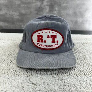 Vintage RT Construction Corduroy Snapback Trucker Hat OSFA Patch Cap Workwear